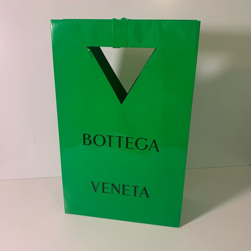 Bottega Veneta Large Green Paper Shopping Tote Empty Gift Bag Only 19x12x5